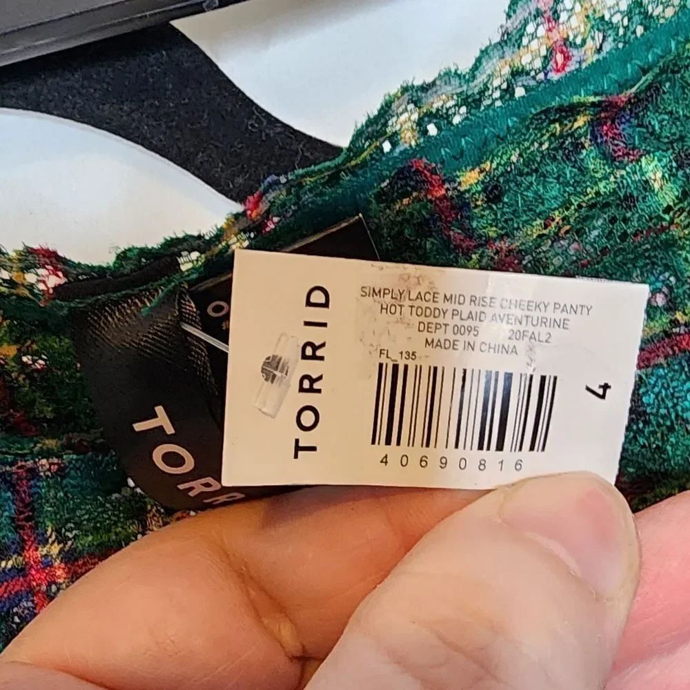 4X 26W Torrid Green Plaid Lightly Lined Lace Front Bralette Panty Set Cheeky NWT - Picture 8 of 8